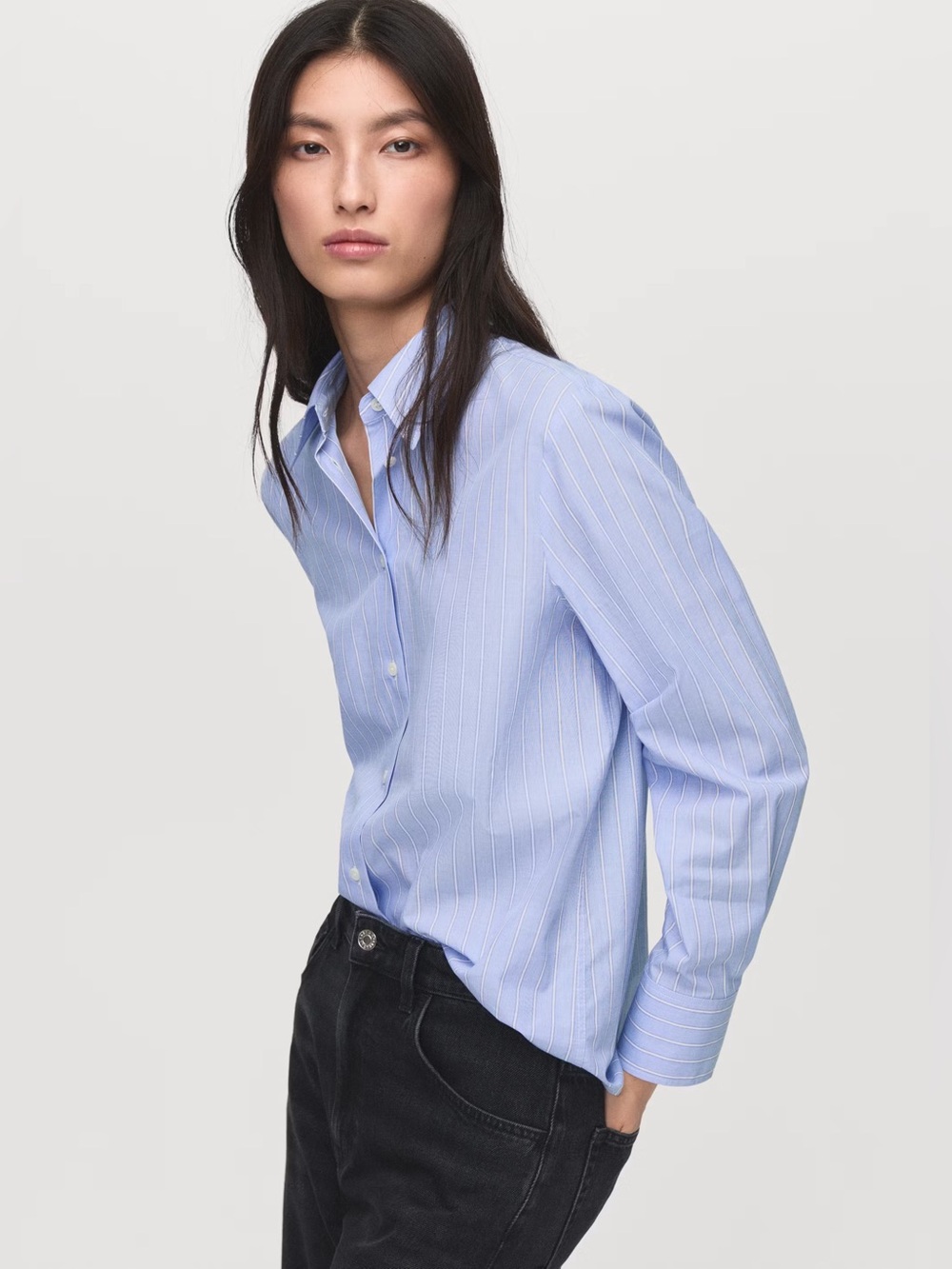 Mango Light Blue straight shirt NWT